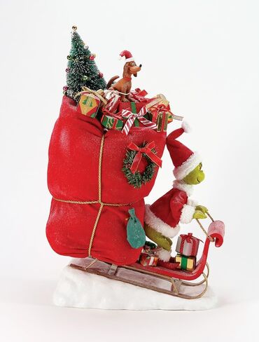 Department 56 Possible Dreams Dr. Seuss How the Grinch Stole Christmas Merry Grinchmas Grinch Figurine, Hand Crafted Collectible Christmas Figurines Home Decor Sculpture Statue 18 Inch, Multicolor in Saudi Arabia