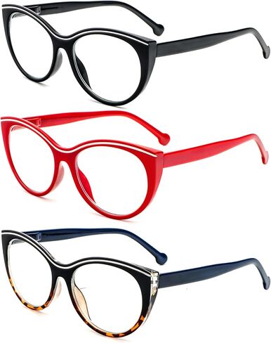 MMOWW Oversized Square Reading Glasses Fashion Cute Blue Light Blocking Computer Readers for Women 3 Pack in Kuwait