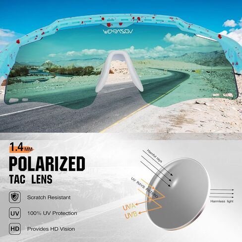 Sports Sunglasses for Men Women, Polarized Cycling Glasses Baseball Sunglasses UV Protection for Running MTB Softball in Kuwait