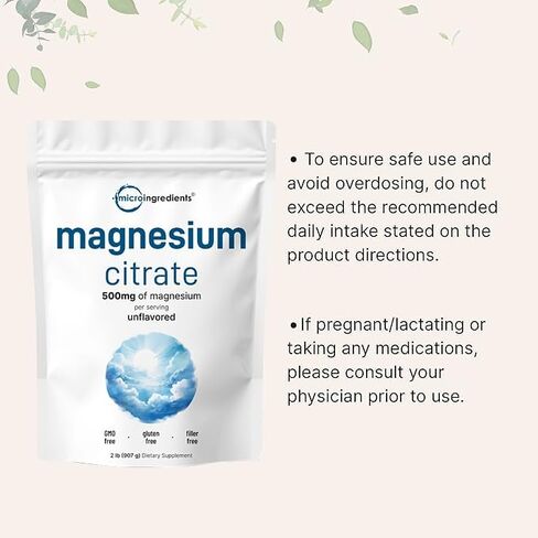 MiracleMag Magnesium Supplement, 2lbs | Sweet Raspberry Lemon Flavor Drink Mix | Easily Absorbed Ionic Citrate Form | Calm & Relaxation Mineral Support | Non-GMO, Vegan, Sugar Free in Saudi Arabia