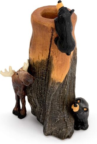 مزهرية DEMDACO Bearfoots من Jeff Fleming Bear and Moose باللونين الأسود والبني مقاس 7.5 × 4 مصنوعة يدويًا من الراتنج المصبوب على سطح الطاولة in Saudi Arabia