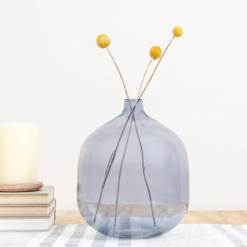 Bloomingville Glass Vase, 7.0" L x 7.0" W x 8.3" H, Blue in Saudi Arabia