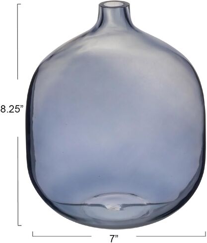 Bloomingville Glass Vase, 7.0" L x 7.0" W x 8.3" H, Blue in Saudi Arabia