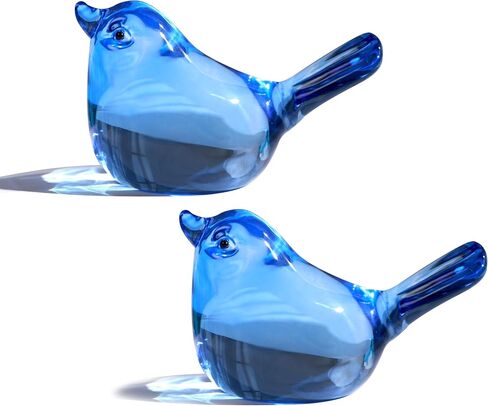 H&D HYALINE & DORA 3" Red Glass Bird Figurine Miniature Hand Blown Glass Birds Crystal Glass Animals Decorative Collectible Figurines Decor in Kuwait