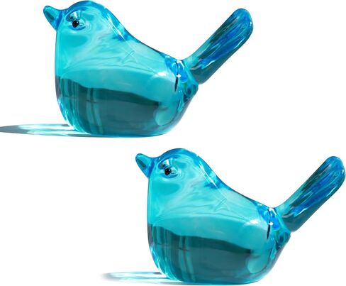 H&D HYALINE & DORA 3" Red Glass Bird Figurine Miniature Hand Blown Glass Birds Crystal Glass Animals Decorative Collectible Figurines Decor in Kuwait