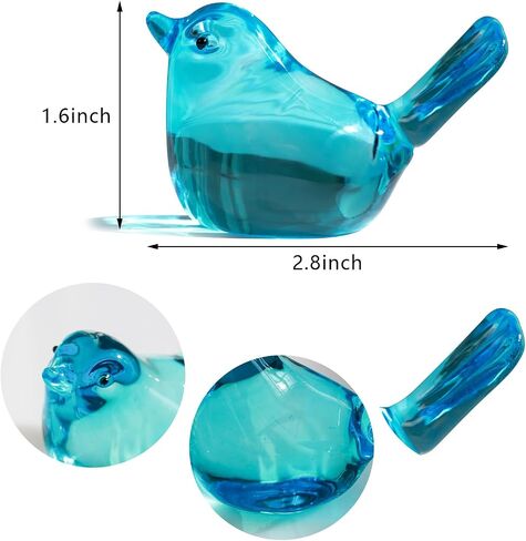 H&D HYALINE & DORA 3" Red Glass Bird Figurine Miniature Hand Blown Glass Birds Crystal Glass Animals Decorative Collectible Figurines Decor in Kuwait