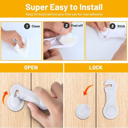 6 Pack Fridge Locks for Kids, Cabinet Locks Baby Proofing, Child Proof Refrigerator Lock, Door Locks for Kids Safety, Baby Locks for Cabinets and Drawers, Doors, Fridges, Freezers, Closets, Ovens in Saudi Arabia