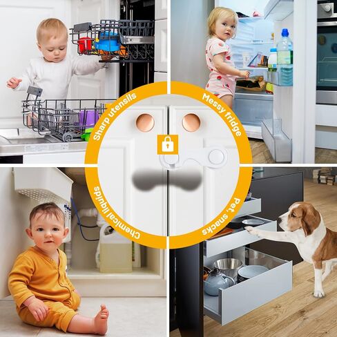 6 Pack Fridge Locks for Kids, Cabinet Locks Baby Proofing, Child Proof Refrigerator Lock, Door Locks for Kids Safety, Baby Locks for Cabinets and Drawers, Doors, Fridges, Freezers, Closets, Ovens in Saudi Arabia