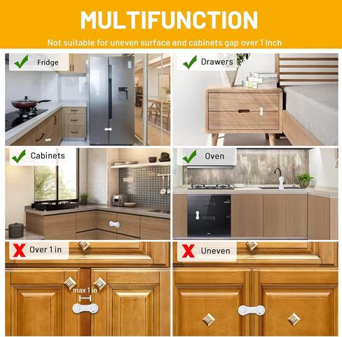 6 Pack Fridge Locks for Kids, Cabinet Locks Baby Proofing, Child Proof Refrigerator Lock, Door Locks for Kids Safety, Baby Locks for Cabinets and Drawers, Doors, Fridges, Freezers, Closets, Ovens in Saudi Arabia