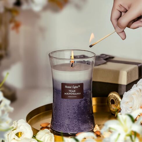 HomeLights شموع من 3 طبقات معطرة للمنزل، 21.52 أونصة شموع معطرة بشمع الصويا الطبيعي تحرق حتى 100 ساعة، جرة كبيرة، قرفة التفاح in Kuwait