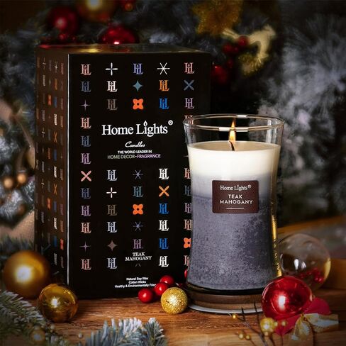 HomeLights شموع من 3 طبقات معطرة للمنزل، 21.52 أونصة شموع معطرة بشمع الصويا الطبيعي تحرق حتى 100 ساعة، جرة كبيرة، قرفة التفاح in Kuwait