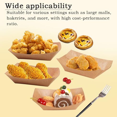 Keweilian 60 Pack 2lb Kraft Paper Food Trays, Heavy-Duty Paper Food Boat Disposable Serving Basket Tray for French Fries Nachos Snack Hot Dog Taco BBQ Popcorn Party Picnic Wedding Party (Brown) in Saudi Arabia