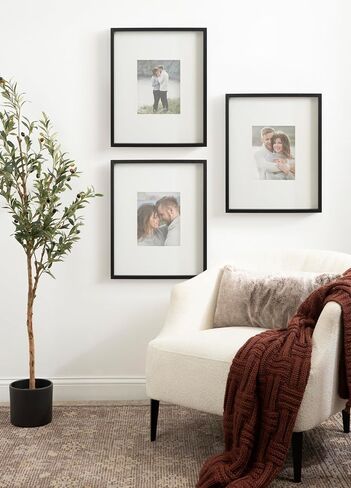 مجموعة إطارات الصور الجدارية الحديثة من Kate and Laurel Gibson مكونة من 3 قطع، مقاس 16 × 20 غير لامعة إلى 8 × 10، باللون الأسود، مجموعة إطارات مكونة من ثلاث قطع لإطار حائط المعرض في ديكور جدار غرفة المعيشة in Saudi Arabia