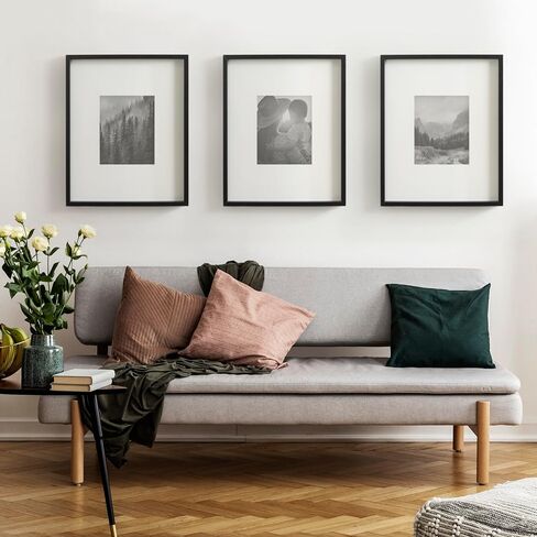 مجموعة إطارات الصور الجدارية الحديثة من Kate and Laurel Gibson مكونة من 3 قطع، مقاس 16 × 20 غير لامعة إلى 8 × 10، باللون الأسود، مجموعة إطارات مكونة من ثلاث قطع لإطار حائط المعرض في ديكور جدار غرفة المعيشة in Saudi Arabia