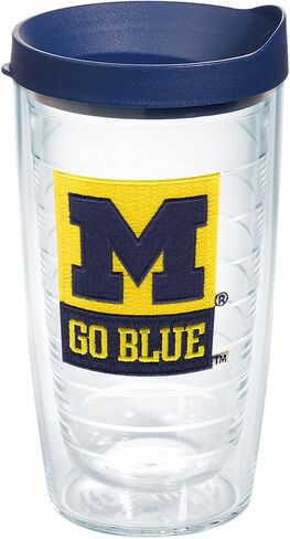 كوب Tervis مصنوع في الولايات المتحدة الأمريكية بجدار مزدوج من جامعة ميشيغان UM Wolverines معزول يحافظ على المشروبات باردة وساخنة، 16oz، أزرق in Saudi Arabia