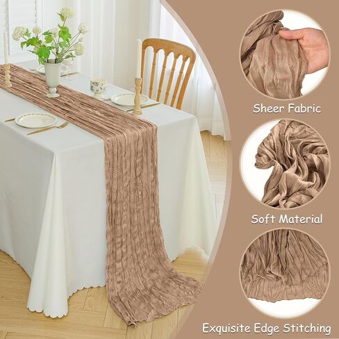 12PCS Cheesecloth Table Runner Gauze Boho Rustic Table Runner 35x120 Inch Long Table Runner for Wedding Baby Shower Bridal Shower Decoration Home Decorations(Nude) in Saudi Arabia