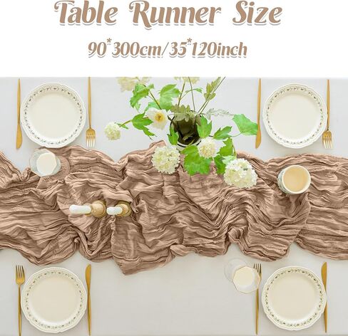 12PCS Cheesecloth Table Runner Gauze Boho Rustic Table Runner 35x120 Inch Long Table Runner for Wedding Baby Shower Bridal Shower Decoration Home Decorations(Nude) in Saudi Arabia