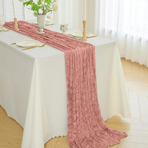12PCS Cheesecloth Table Runner Gauze Boho Rustic Table Runner 35x120 Inch Long Table Runner for Wedding Baby Shower Bridal Shower Decoration Home Decorations(Nude) in Saudi Arabia
