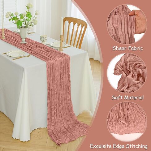 12PCS Cheesecloth Table Runner Gauze Boho Rustic Table Runner 35x120 Inch Long Table Runner for Wedding Baby Shower Bridal Shower Decoration Home Decorations(Nude) in Saudi Arabia