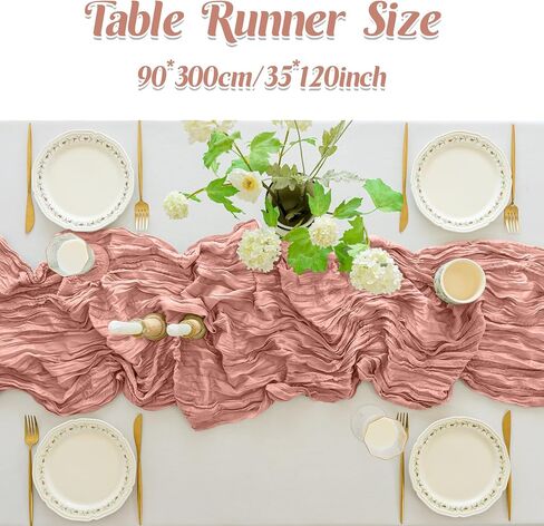 12PCS Cheesecloth Table Runner Gauze Boho Rustic Table Runner 35x120 Inch Long Table Runner for Wedding Baby Shower Bridal Shower Decoration Home Decorations(Nude) in Saudi Arabia