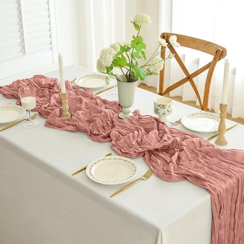 12PCS Cheesecloth Table Runner Gauze Boho Rustic Table Runner 35x120 Inch Long Table Runner for Wedding Baby Shower Bridal Shower Decoration Home Decorations(Nude) in Saudi Arabia