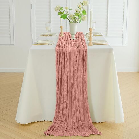 12PCS Cheesecloth Table Runner Gauze Boho Rustic Table Runner 35x120 Inch Long Table Runner for Wedding Baby Shower Bridal Shower Decoration Home Decorations(Nude) in Saudi Arabia