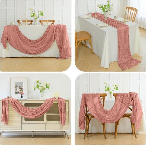 12PCS Cheesecloth Table Runner Gauze Boho Rustic Table Runner 35x120 Inch Long Table Runner for Wedding Baby Shower Bridal Shower Decoration Home Decorations(Nude) in Saudi Arabia