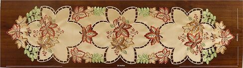 مفرش طاولة GRANDDECO لعيد الشكر مقاس 13X54 مع أوراق القيقب لعشاء الخريف العائلي وديكور المطبخ المنزلي وعيد الميلاد والتجمع (مفرش طاولة 13X54، النمط 1 - بني فاتح) in Kuwait