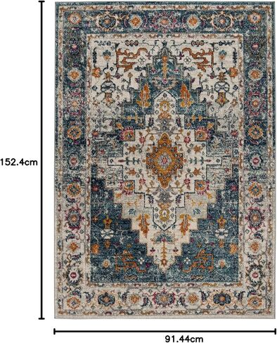 SAFAVIEH Madison Collection Area Rug - 8' x 10', Turquoise & Ivory, Boho Chic Medallion Design, Non-Shedding & Easy Care, Ideal for High Traffic Areas in Living Room, Bedroom (MAD156K) in Saudi Arabia