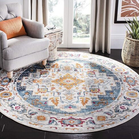 سجادة منطقة مجموعة SAFAVIEH Madison - مقاس 8 × 10 بوصة، باللون الفيروزي والعاجي، تصميم ميدالية بوهو شيك، لا يتساقط ويسهل العناية بها، مثالية للمناطق ذات حركة المرور العالية في غرفة المعيشة وغرفة النوم (MAD156K) in Saudi Arabia