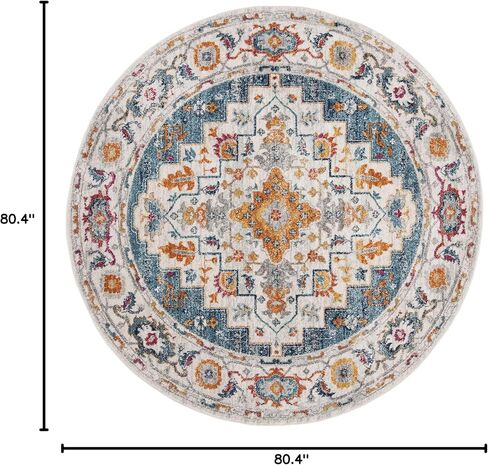 سجادة منطقة مجموعة SAFAVIEH Madison - مقاس 8 × 10 بوصة، باللون الفيروزي والعاجي، تصميم ميدالية بوهو شيك، لا يتساقط ويسهل العناية بها، مثالية للمناطق ذات حركة المرور العالية في غرفة المعيشة وغرفة النوم (MAD156K) in Saudi Arabia