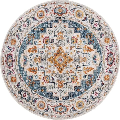 سجادة منطقة مجموعة SAFAVIEH Madison - مقاس 8 × 10 بوصة، باللون الفيروزي والعاجي، تصميم ميدالية بوهو شيك، لا يتساقط ويسهل العناية بها، مثالية للمناطق ذات حركة المرور العالية في غرفة المعيشة وغرفة النوم (MAD156K) in Saudi Arabia