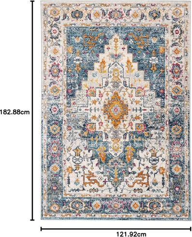 SAFAVIEH Madison Collection Area Rug - 8' x 10', Turquoise & Ivory, Boho Chic Medallion Design, Non-Shedding & Easy Care, Ideal for High Traffic Areas in Living Room, Bedroom (MAD156K) in Saudi Arabia