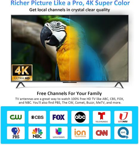 Digital TV Antenna for Smart Tv Indoor, 2024 Newest Digital HDTV Antenna Indoor Outdoor with Strong Magnetic Base, 360°Reception Antena Para Tv, Smart Tv Antenna for Free Local Channels in Saudi Arabia