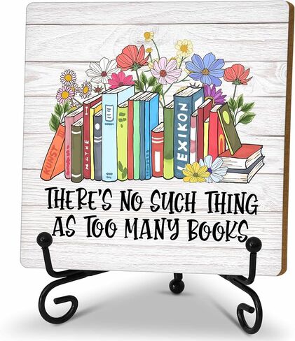 لافتة ديكور مكتب عاشق الكتب، لافتة خشبية ملهمة مع حامل، لا يوجد شيء مثل لافتة كتب كثيرة جدًا لركن القراءة في المكتبة المنزلية، هدايا لمحبي الكتب لصديق العائلة ورجل وامرأة، C14 in Kuwait