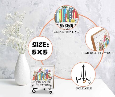 لافتة ديكور مكتب عاشق الكتب، لافتة خشبية ملهمة مع حامل، لا يوجد شيء مثل لافتة كتب كثيرة جدًا لركن القراءة في المكتبة المنزلية، هدايا لمحبي الكتب لصديق العائلة ورجل وامرأة، C14 in Kuwait