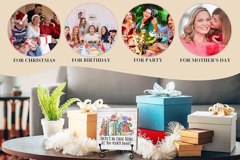 لافتة ديكور مكتب عاشق الكتب، لافتة خشبية ملهمة مع حامل، لا يوجد شيء مثل لافتة كتب كثيرة جدًا لركن القراءة في المكتبة المنزلية، هدايا لمحبي الكتب لصديق العائلة ورجل وامرأة، C14 in Kuwait