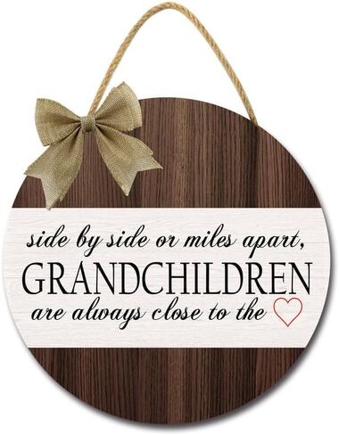 12IN Grandchildren Are Always Close To The Love Sign For Front Door Porch Rustic Farmhouse Wooden Funny Welcome Sign For Home Wall Decor Gifts For Grandparents Grandma Grandpa in Saudi Arabia