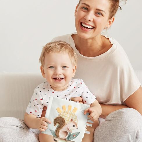 Soft Baby Book with Touch and Feel Pages - Cute Sensory Book for Babies 0-6 Months with Textured Farmworld, Mirror & Crinkle Paper - The Perfect Toy for Baby Showers or as a Newborn/Infant Gift in Saudi Arabia