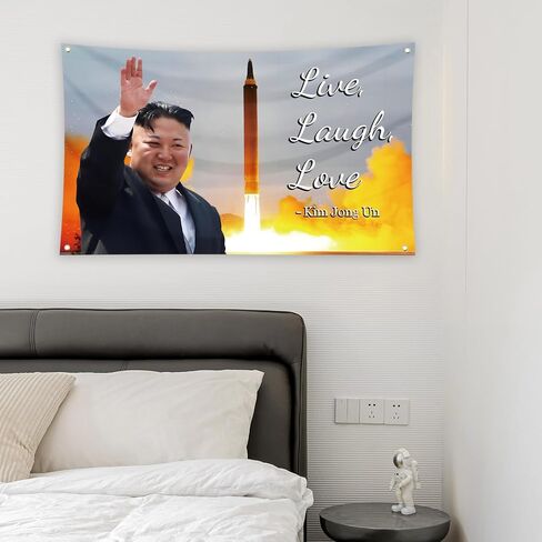 Generic Live Love Laugh Kim Funny Tapestry 3X5 FT مع 4 حلقات نحاسية للرجال كهف جدار غرفة المعيشة وغرفة النوم والمطبخ والحمام (Blue) in Saudi Arabia