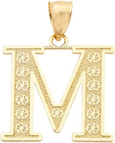 قلادة LoveBling من الذهب الأصفر عيار 10 قيراط وقطع الماس من الألف إلى الياء بالحروف الأبجدية الأولى (حجم متوسط) (أ) (1.17 بوصة) in Kuwait