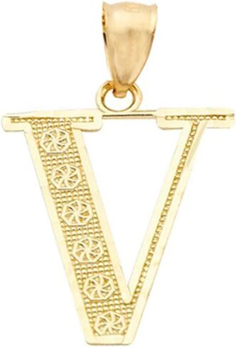 قلادة LoveBling من الذهب الأصفر عيار 10 قيراط وقطع الماس من الألف إلى الياء بالحروف الأبجدية الأولى (حجم متوسط) (أ) (1.17 بوصة) in Kuwait