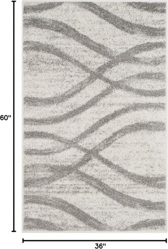 SAFAVIEH Adirondack Collection Accent Rug - 3' x 5', Cream & Grey, Modern Wave Distressed Design, Non-Shedding & Easy Care, Ideal for High Traffic Areas in Entryway, Living Room, Bedroom (ADR125C) in Saudi Arabia