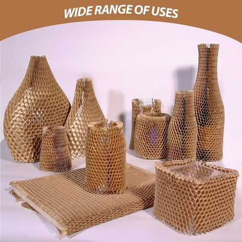15Pcs Honeycomb Packing Paper, Bubble Cushioning Wrap for Moving Shipping with 12PCS Fragile Sticker Labels, Recyclable Shipping Supplies in Saudi Arabia