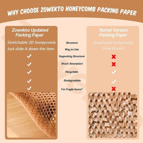 15Pcs Honeycomb Packing Paper, Bubble Cushioning Wrap for Moving Shipping with 12PCS Fragile Sticker Labels, Recyclable Shipping Supplies in Saudi Arabia