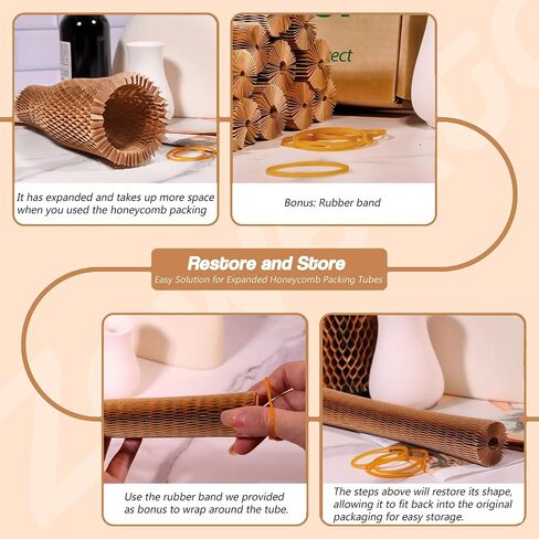 15Pcs Honeycomb Packing Paper, Bubble Cushioning Wrap for Moving Shipping with 12PCS Fragile Sticker Labels, Recyclable Shipping Supplies in Saudi Arabia