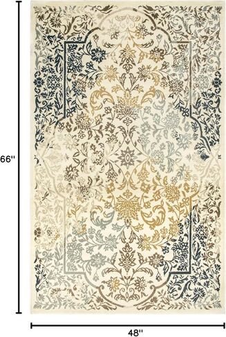 Superior Floral Ariza Runner Rug, 4' x 5' 7", Ivory Brown in Saudi Arabia