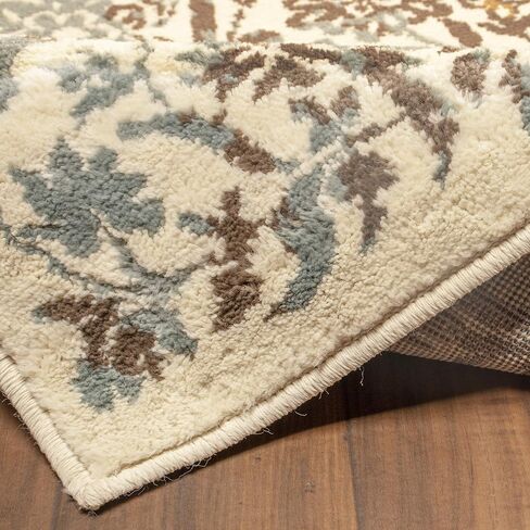 Superior Floral Ariza Runner Rug, 4' x 5' 7", Ivory Brown in Saudi Arabia