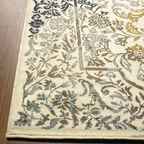 Superior Floral Ariza Runner Rug, 4' x 5' 7", Ivory Brown in Saudi Arabia
