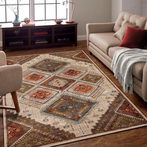 Superior Floral Ariza Runner Rug, 4' x 5' 7", Ivory Brown in Saudi Arabia